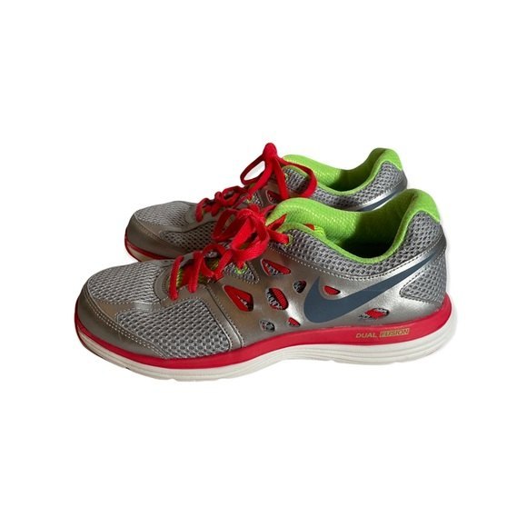 Nike Women’s Dual Fusion Running Sneaker Shoe SZ 7.5 USA  Gray Lime Salmon - Picture 2 of 10
